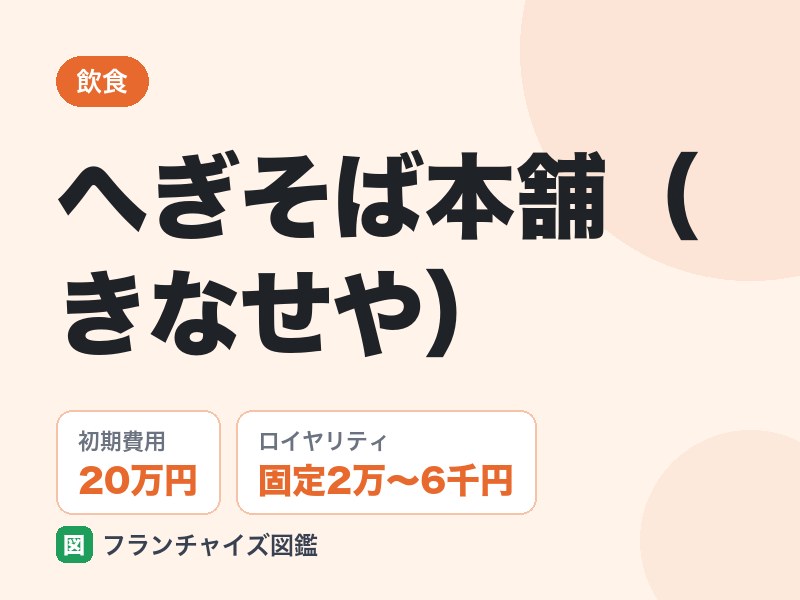 へぎそば本舗（きなせや）のFC評判は